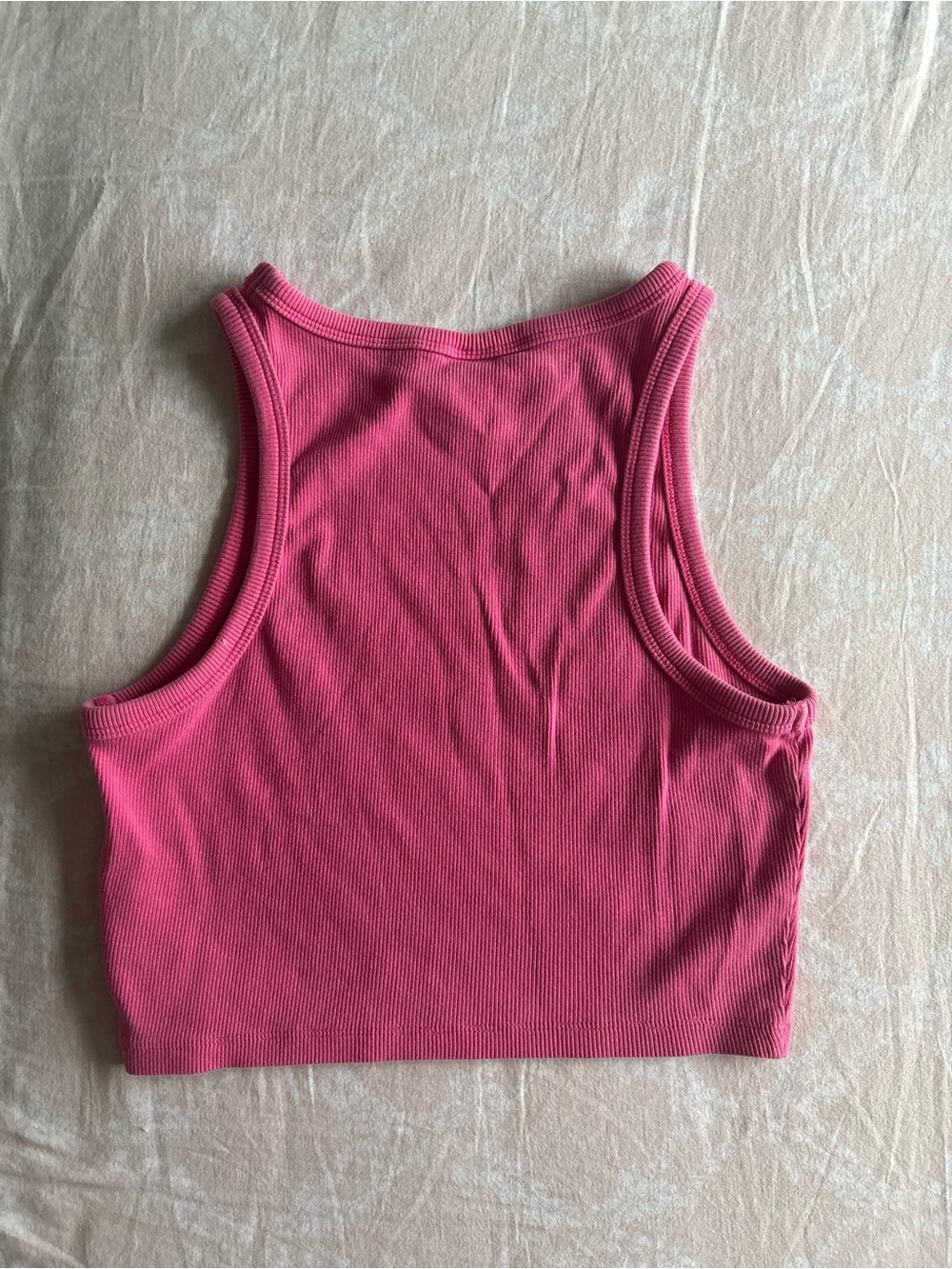 H&M Ribbed Cropped Tank Top - Bright Pink - Picture 2 of 3